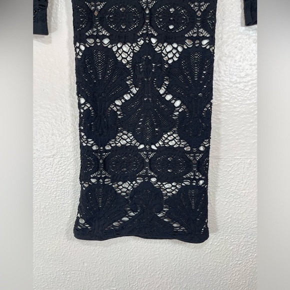 Intimately Free People Lace Black White Long Sleeve Medallion Bodycon Mini Dress - Picture 5 of 8